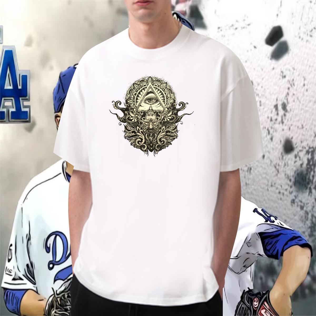 Classic Men T Shirts 100% Cotton 230g eye of the devil Sports Casual Custom Print Plus Size Short Sleeve Soft Tshirts Designer Fashion Top Tees