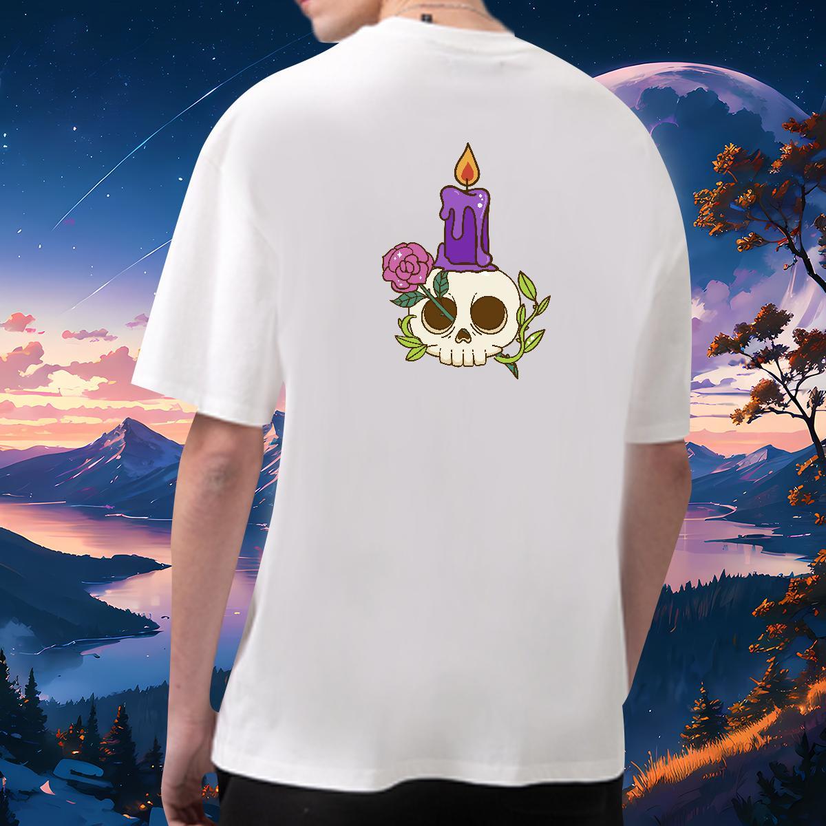 Designer T shirt 230g Pure Cotton skull Street wear Hip Hop DIY Printed O-Neck Short Sleeve Tshirt for Man Woman Fashion Casual Tops Tees