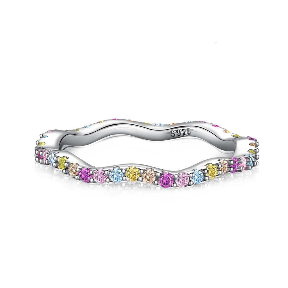 S sterg sier for women with high-end feeg, zirconia inlaid fashionable tail series, colored closed mouth ring
