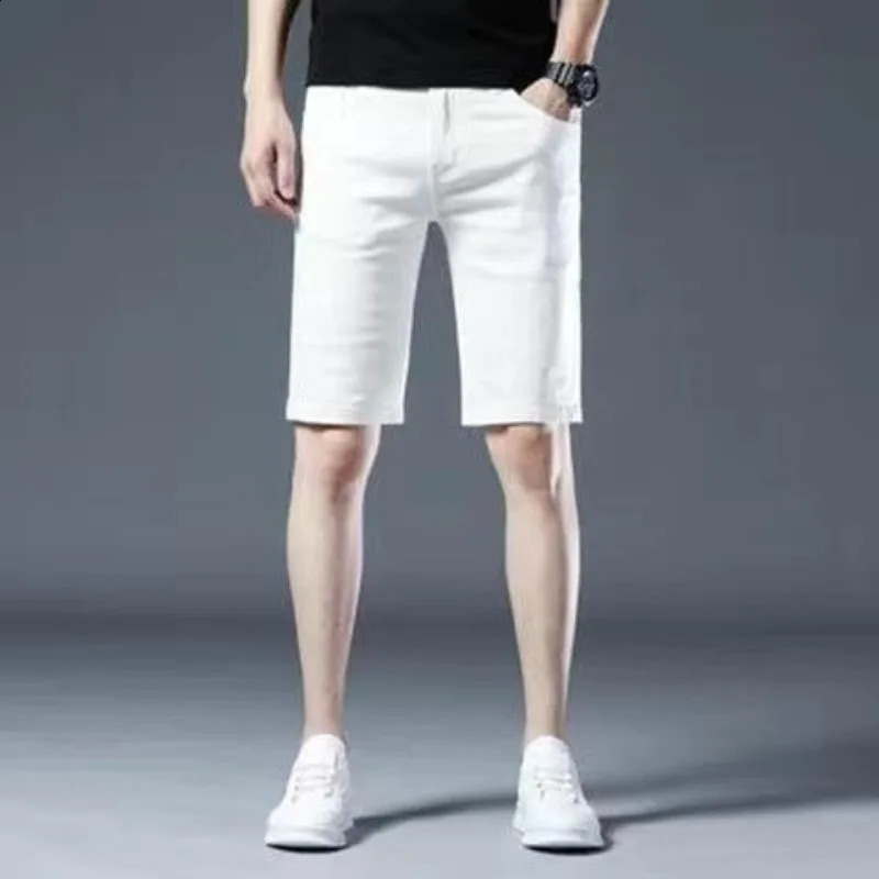 Summer Streetwear Fashion Men Clothing White Denim Shorts Koreon Casual Male Thin Pockets Versatile Sports Straight Short Pants 240824