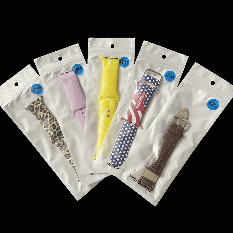 Poly Bags Clear Plastic Opp Packing Zipper Package Accessories Display Retail Box Bag Handles For Watch Band 40mm 44mm 45mm 49mm 38mm 42mm Woman Leath