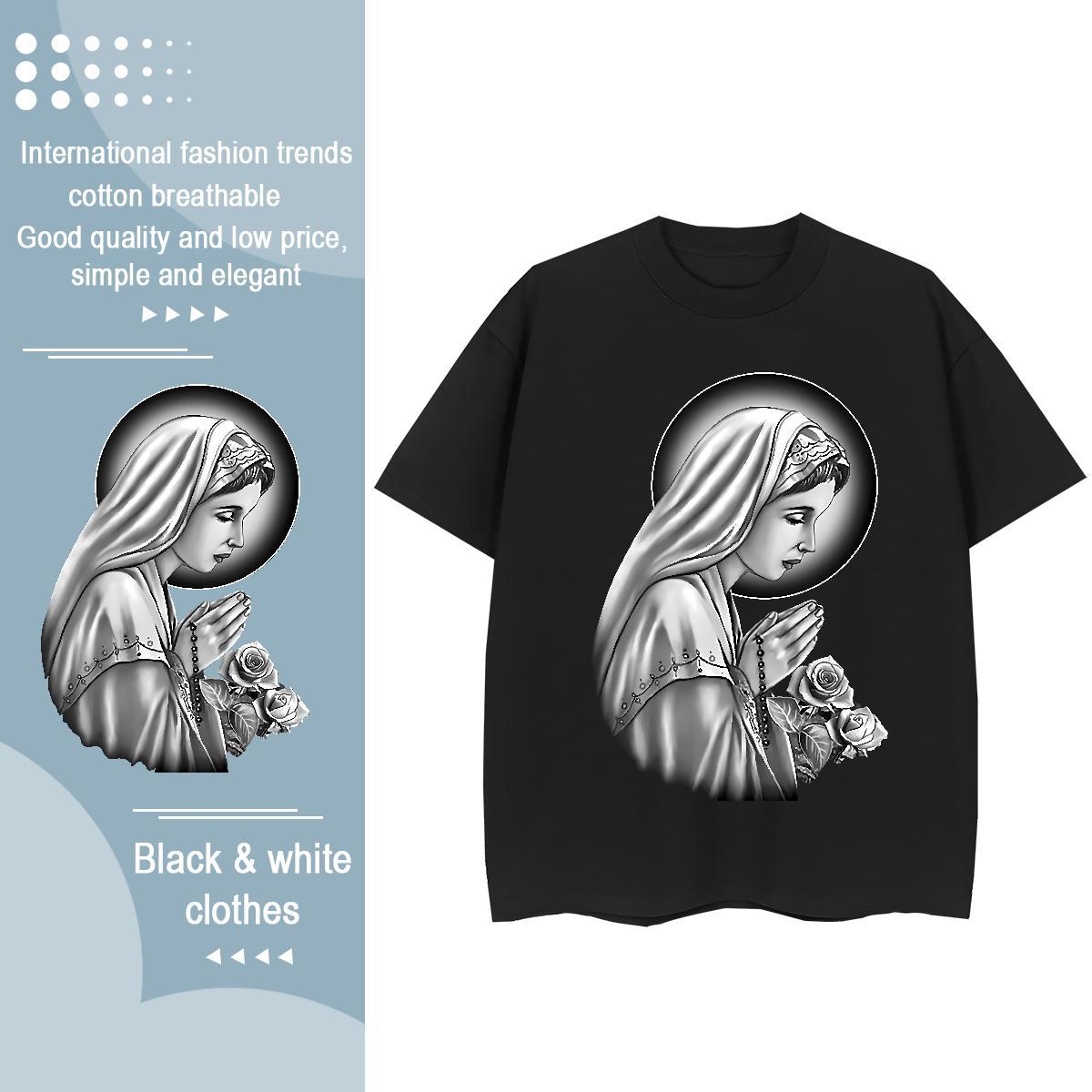Brand Womens Tshirts 230g 100% Cotton nun Casual Beach T shirt Crew Neck Breathable Custom Print Oversized Clothes