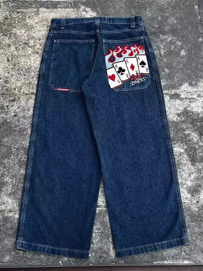 Streetwear JNCO Y2K Baggy Jeans Men High Quality Embroidered Vintage Women Hip Hop Goth Harajuku Casual Wide Leg Pants 240619