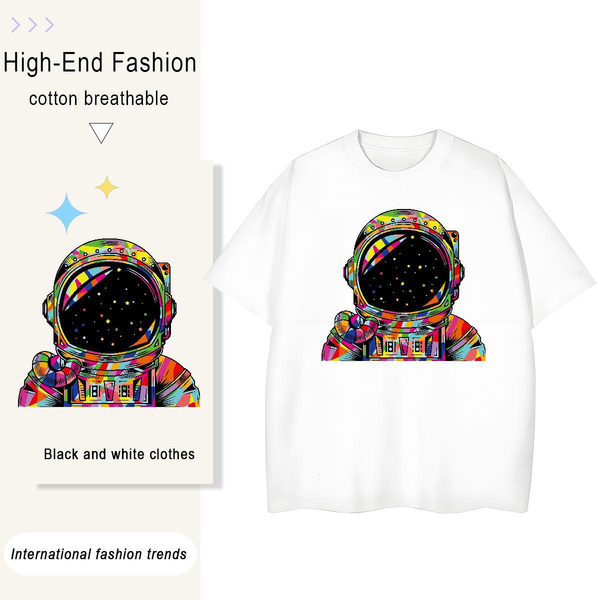 Unisex Women Tees 100% Cotton 230g outer space Sports Street Wear Womens T Shirts Comfortable Custom Printed Tshirts