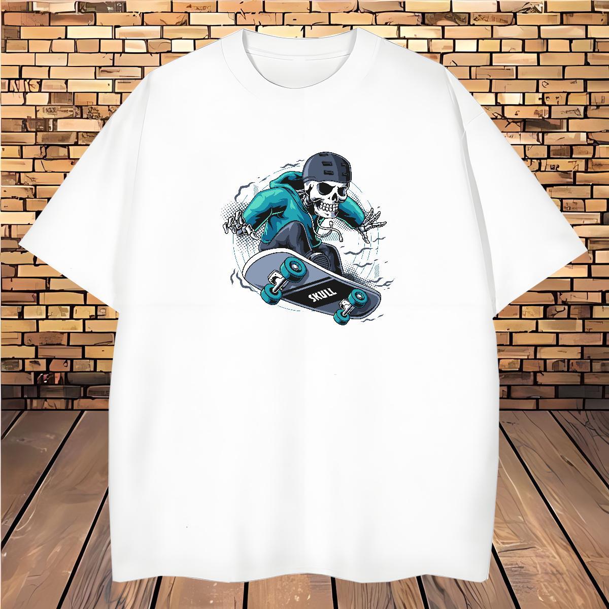 Cool Design Man T Shirts 230g 100% Cotton skull Hip Hop Anime Print Pure Cotton Men Tops Tees Fashion Designer Clothes