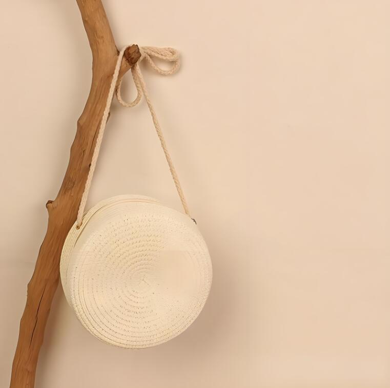 2025 new Women Solid Color Straw New Fashion Beach Vacation Weave Shoulder Cross-round Bag zhanyishengli