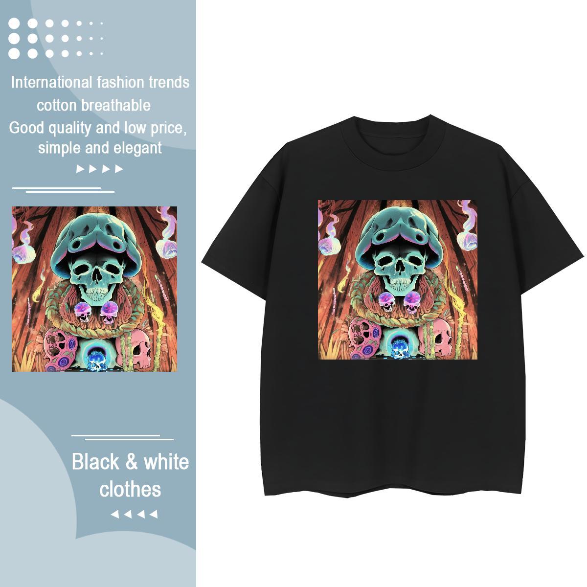 Wholesale T shirt 100% Cotton 230g skull Daily Wear Oversized 3XL 4XL Breathable Short Sleeve Men Clothes T-Shirt New Designer Tshirts