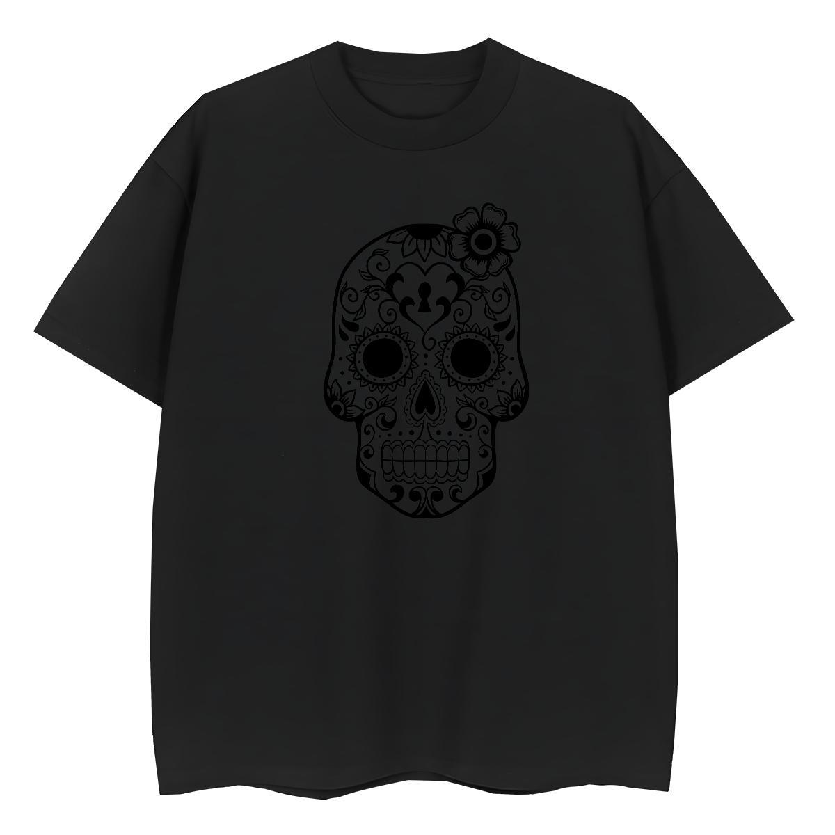 Classic Mens T Shirts 230g Pure Cotton skull Casual Skull Crew Neck Men Tops Tees DIY Customized Wear