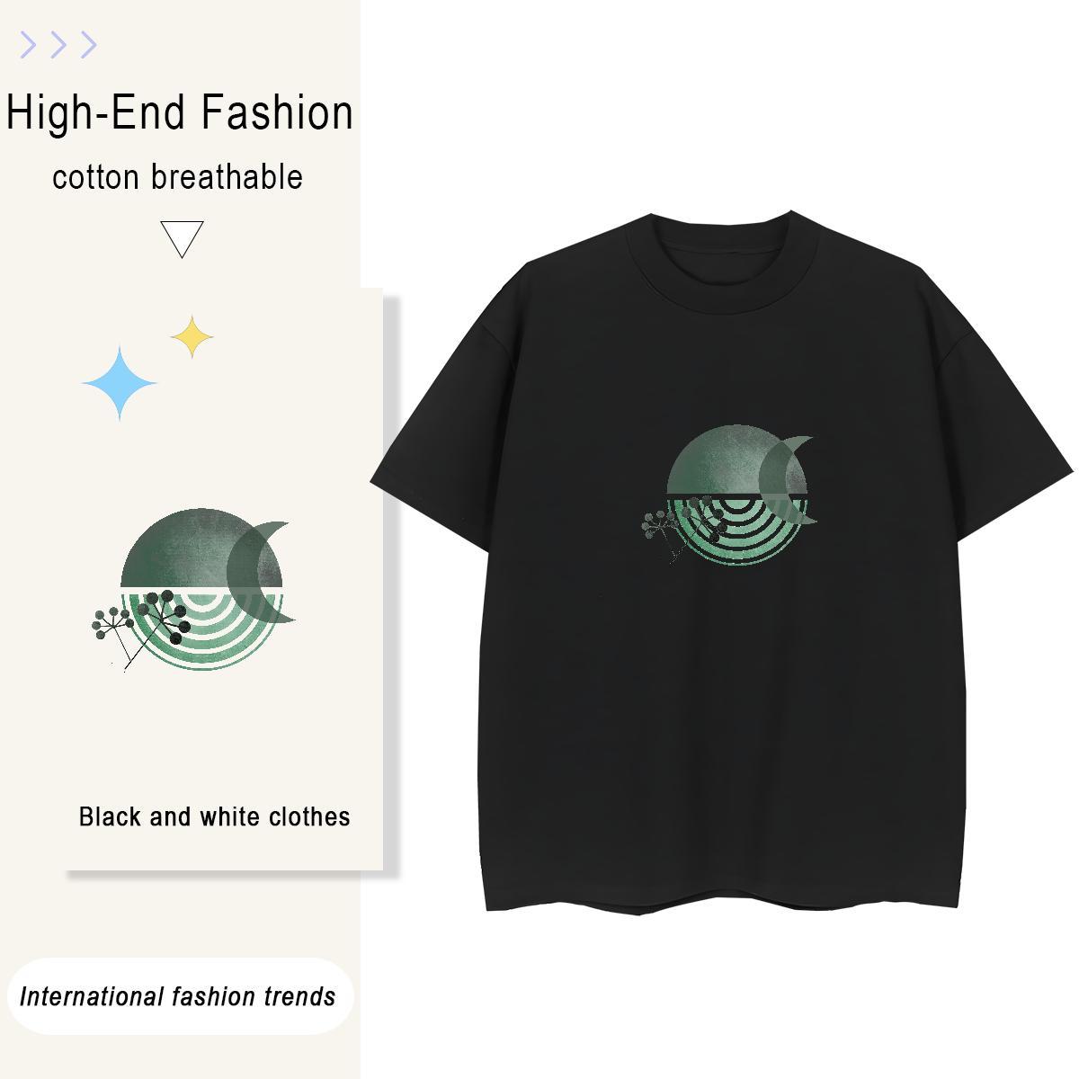 5A Woman Tshirt 100% Cotton 230g painting Street Wear T Shirts Women Crew Neck DIY Anime Tops Tees