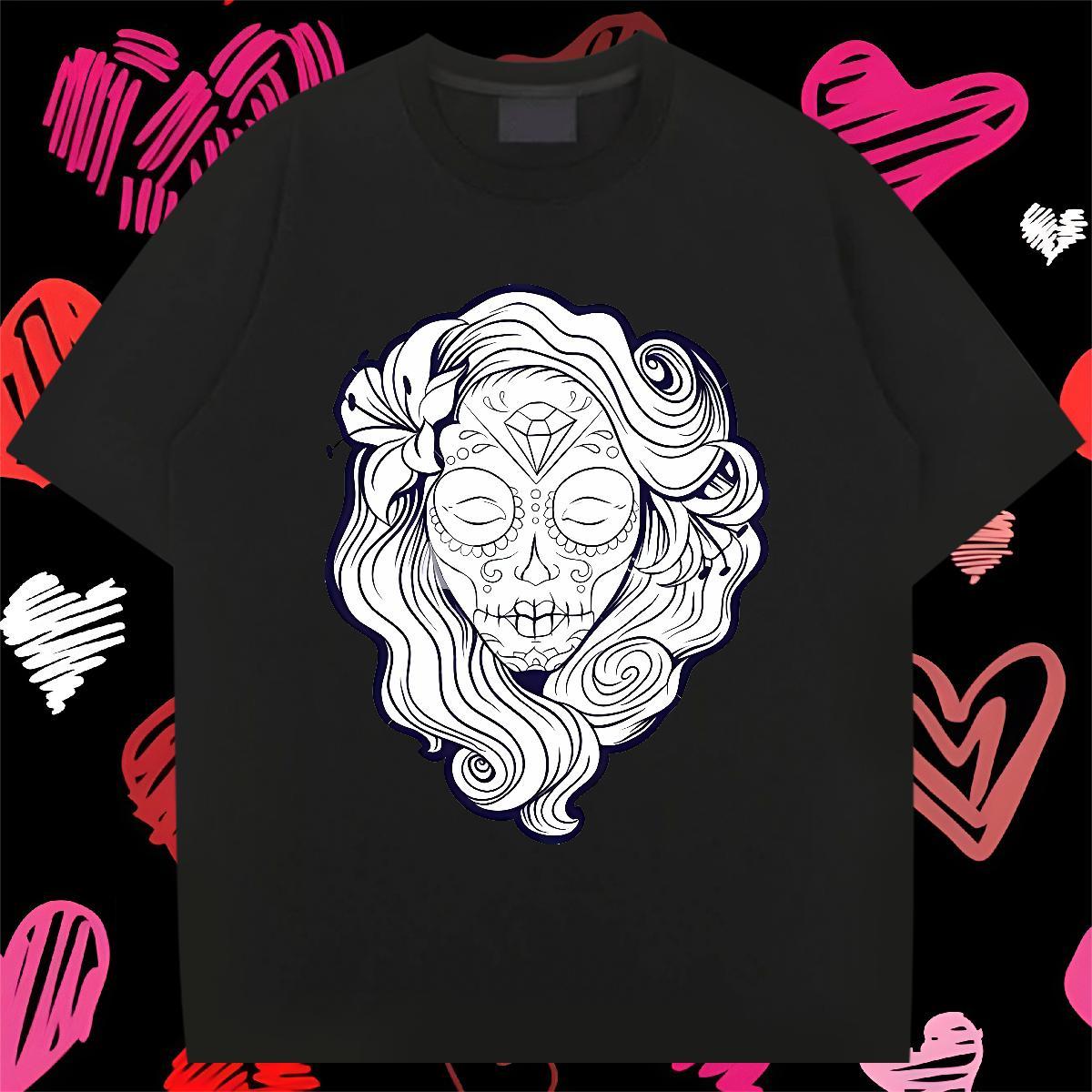 Brand Man T Shirts 230g 100% Cotton skull Casual Beach Plus Size Cartoon Breathable Crew Neck Men Tees New Designer Tops Shirt