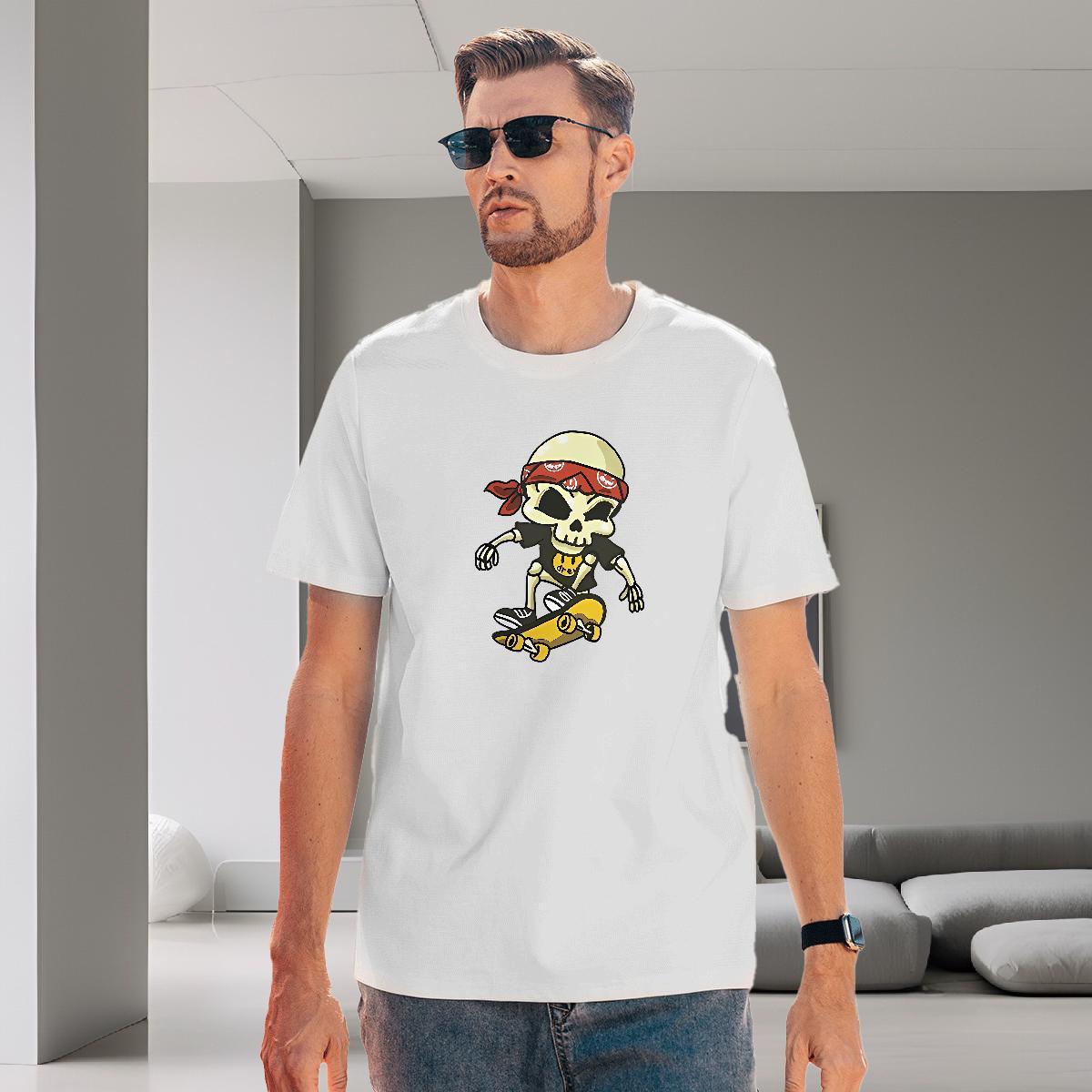 Cool Design Men T Shirts 230g Pure Cotton skull Spring Summer Oversized 4XL Breathable Short Sleeve Mens Tshirts Fashion Design Tees