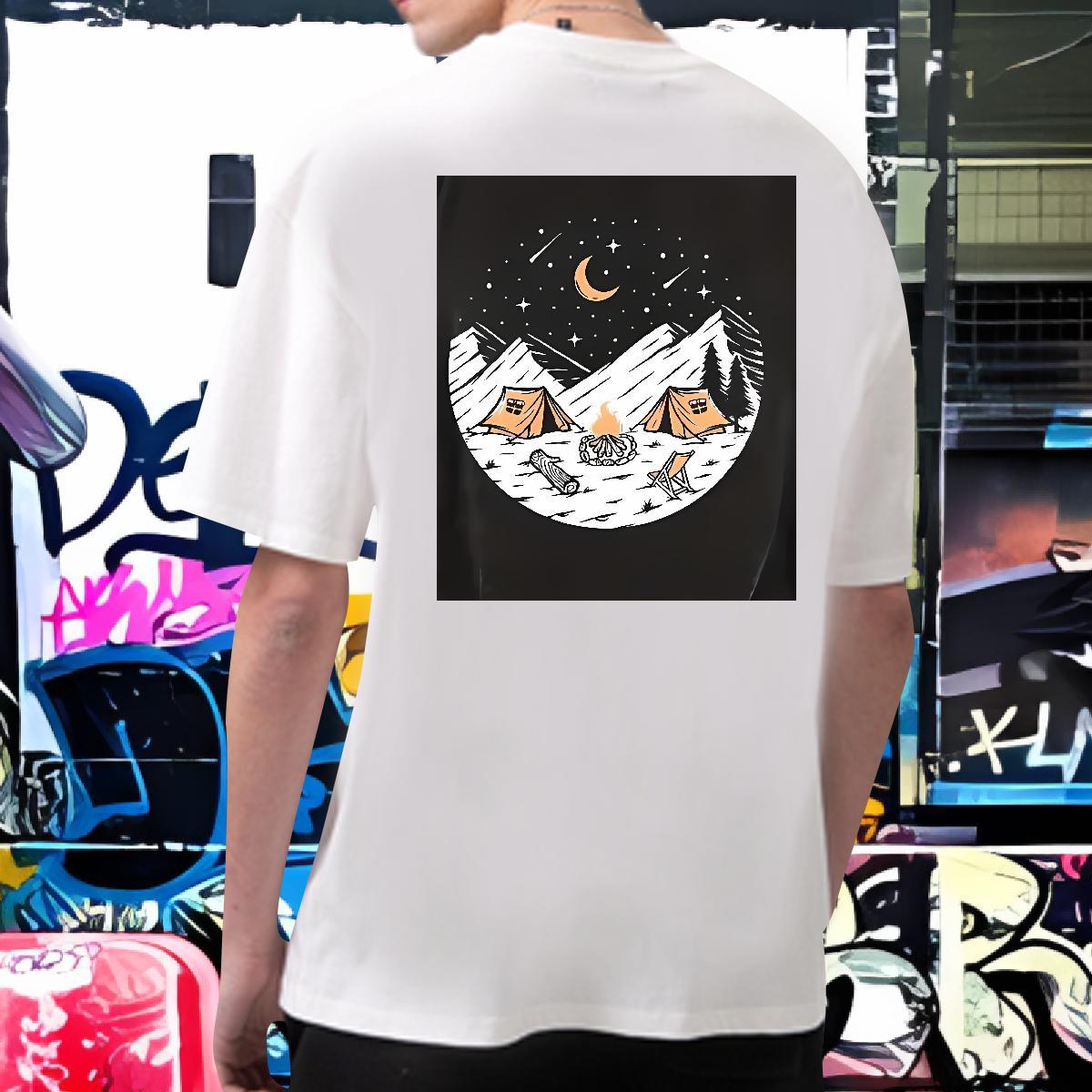 Cool Design Men T Shirts 230g 100% Cotton mountains Hip Hop Street Graphic Breathable Crew Neck Couples T Shirts New Designer Tees Shirts