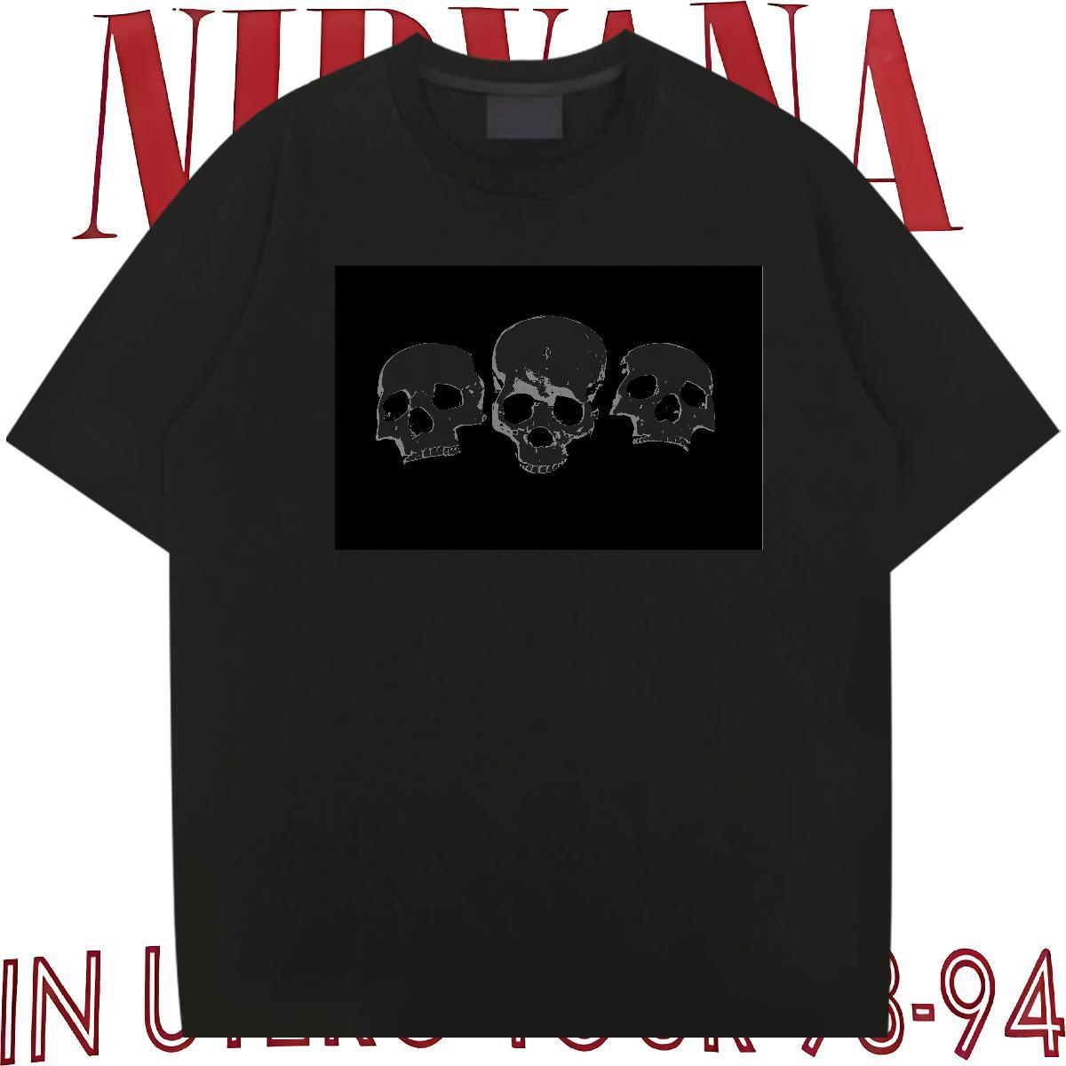 Brand T-Shirts 230g Cotton skull Hip Hop Street White Plus Size Breathable Short Sleeve Men Tees Classic Top Tees