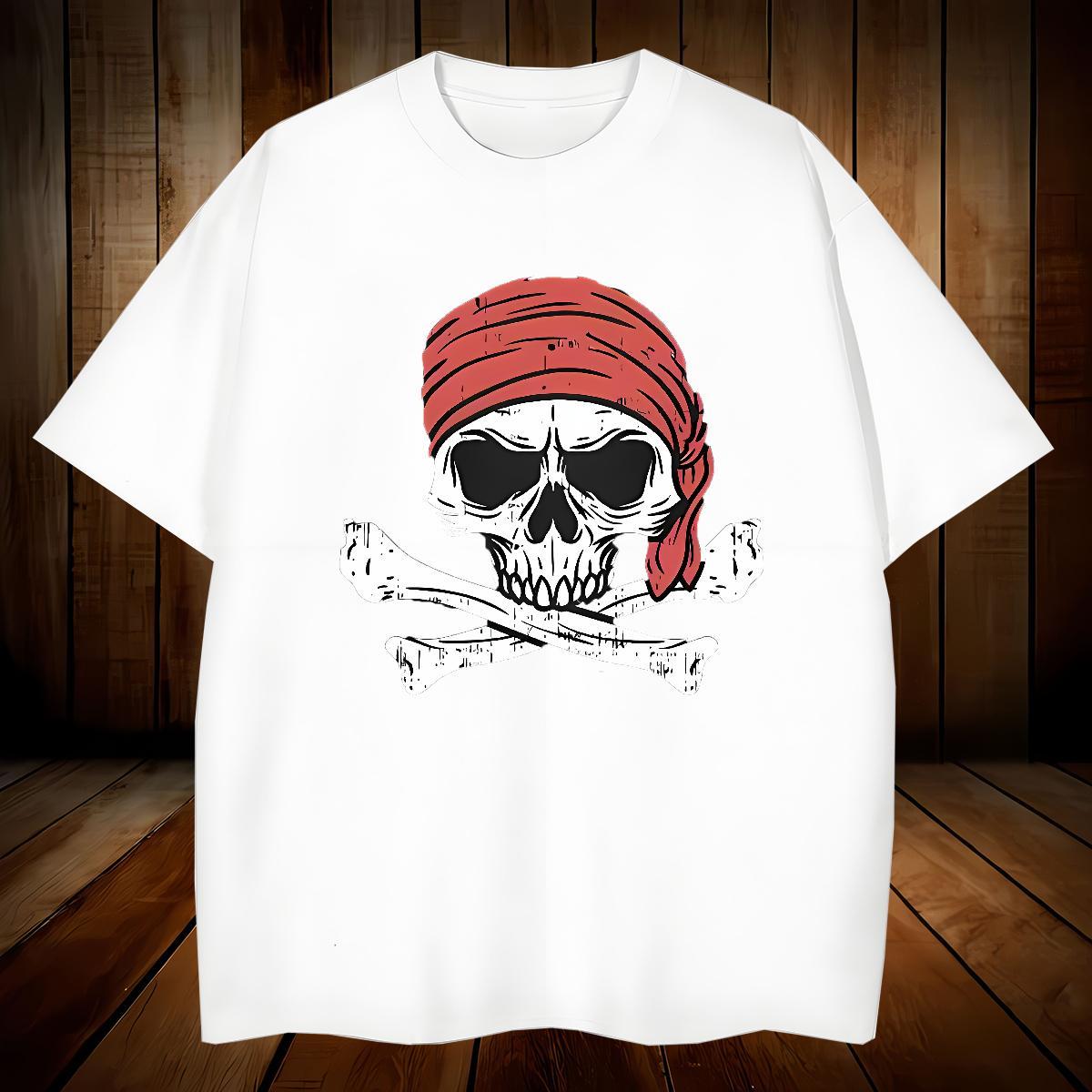 Classic T Shirts Men 230g 100% Cotton skull Casual Custom Printed Crew Neck Men Tees DIY Top Tees