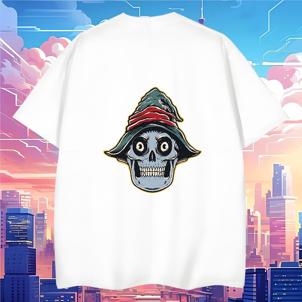 Classic T-Shirts 230g 100% Cotton skull Street DIY Printed Crew Neck Men Clothes T-Shirt 2024 Designer Tops Tees