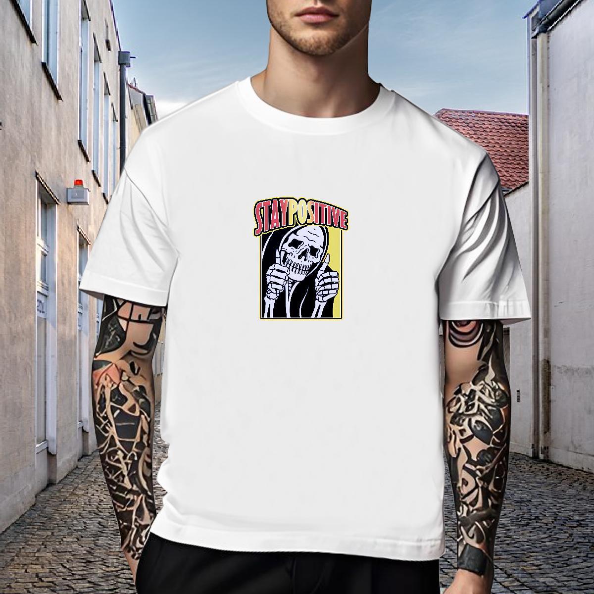 Brand T-Shirts 230g Cotton skull Home Outdoor Plus Size Cartoon Round Neck Short Sleeve Mens Tshirts Free Shipping Wear