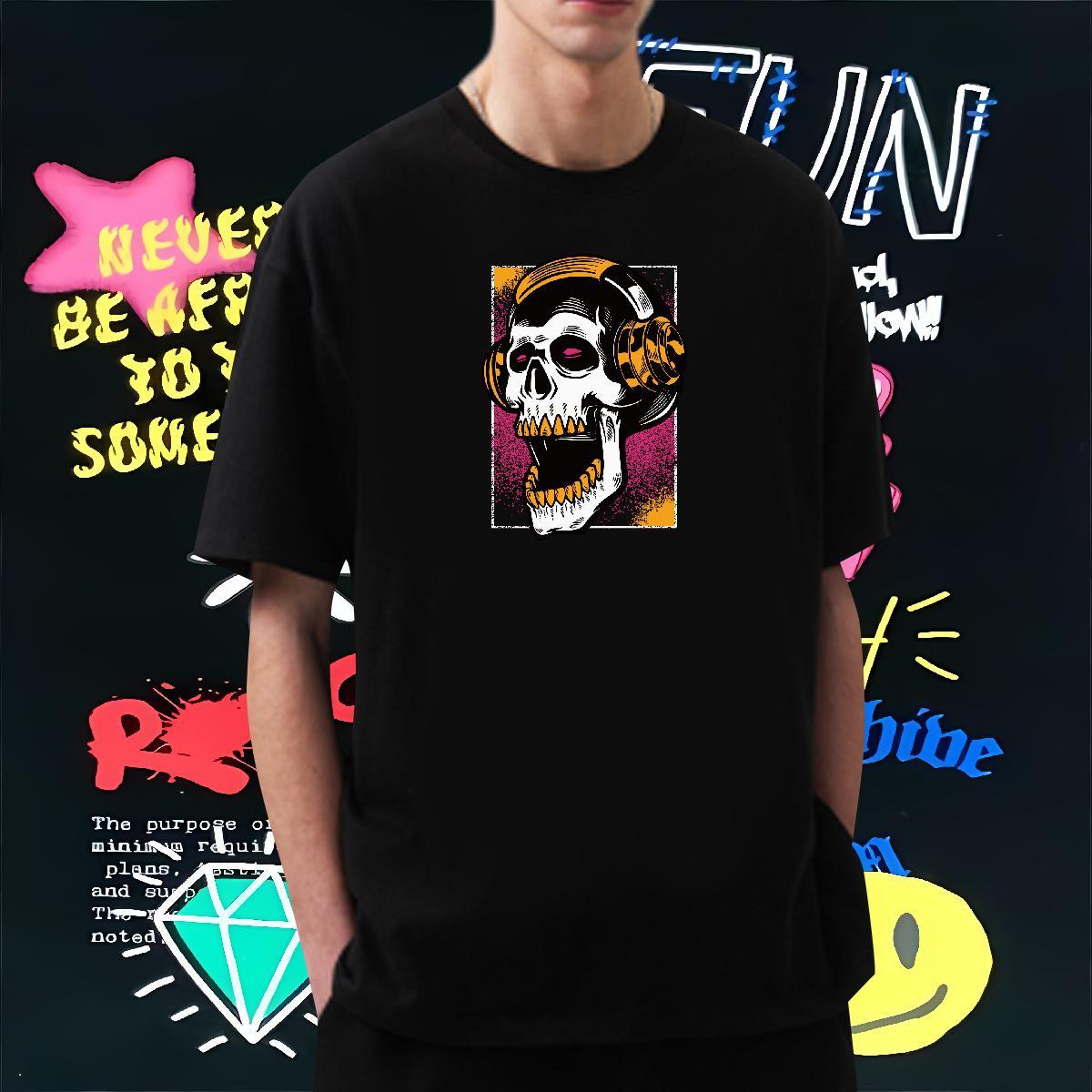 Cool Design Mens T Shirts 100% Cotton 230g skull Street DIY Printed Breathable Crew Neck Couples T Shirts 2024 DIY Polos