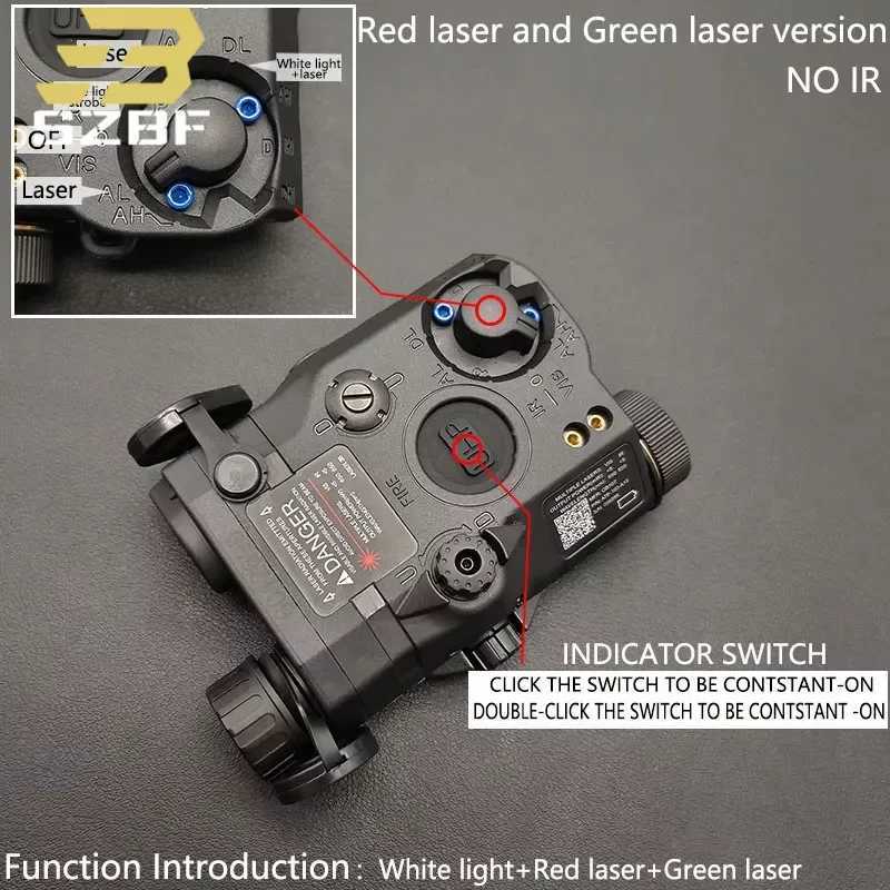 PEQ15 infrared fill light indicator white LED light red/green dual laser version suitable for 20mm rail outdoor tactical equipment hunting aiming CL24