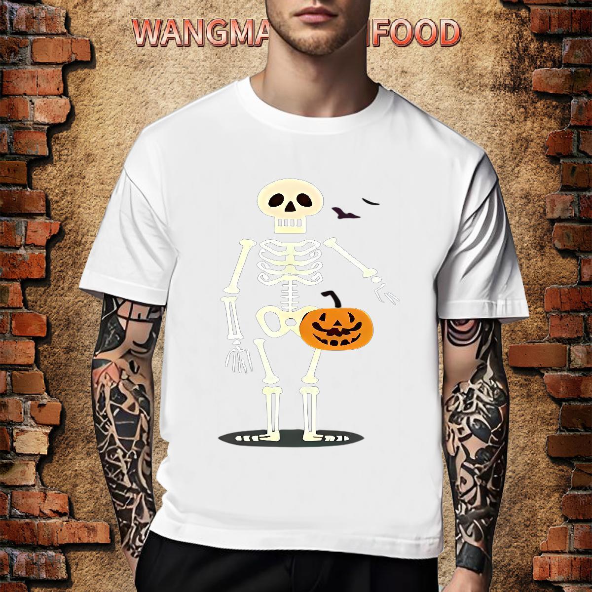 Brand Men T Shirts 230g Cotton skull Beach Plus Size Cartoon O Neck Short Sleeves Men Tops Tees Factory Direct Tees Shirts