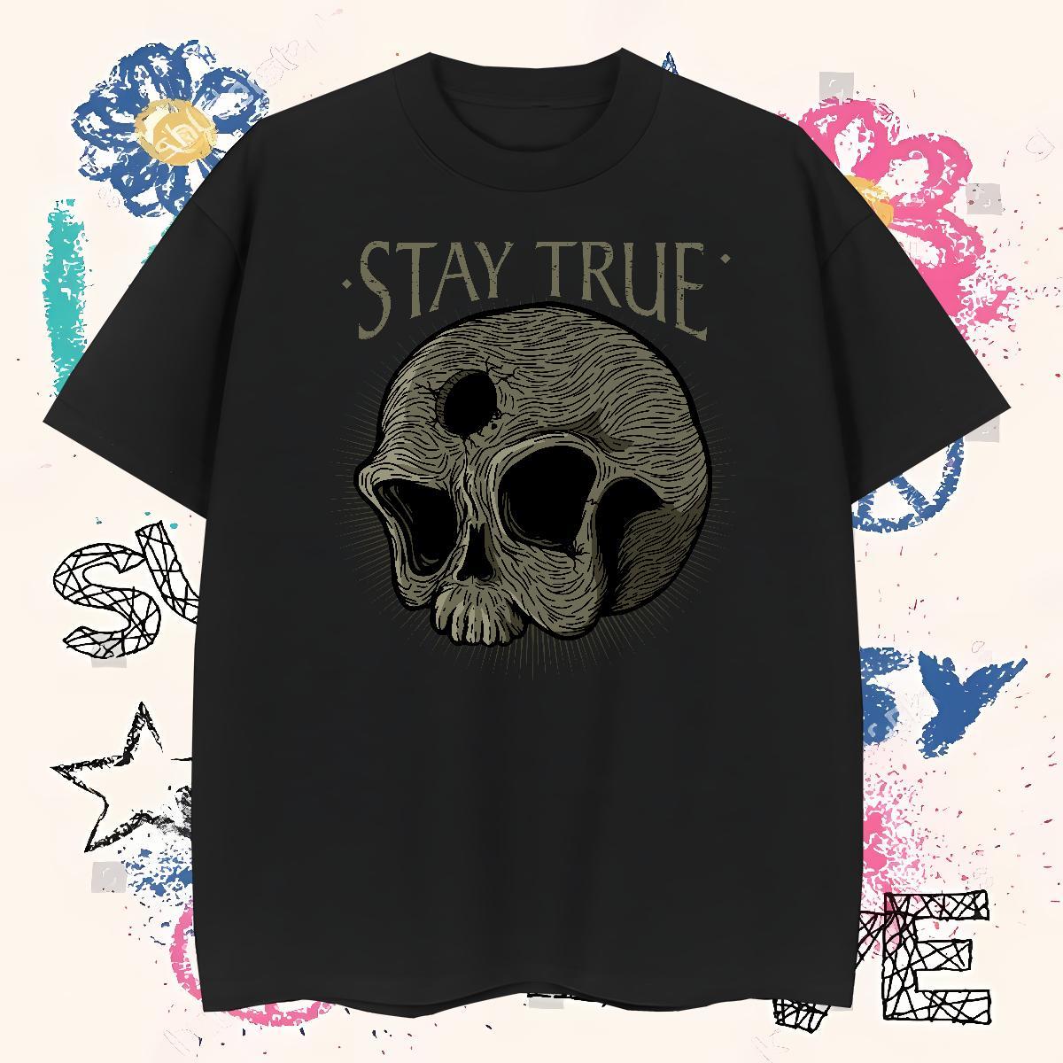 Designer Men T Shirts 230g 100% Cotton skull Street wear Hip Hop Cartoon Printing L-4XL Breathable Tshirt for Man Woman Designer Fashion Wear