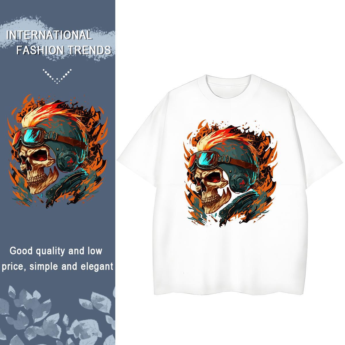 Popular T-Shirts 230g Cotton skull Beach Oversized 4XL Pure Cotton Men Tees New Arrival Tops Shirt