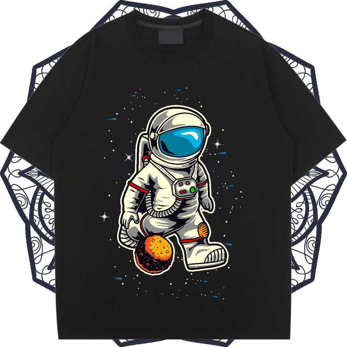 Loose Woman Tshirt 230g 100% Cotton universe Sports Street Wear T-Shirts for Women Breathable Short Sleeve DIY Logo Top Tees