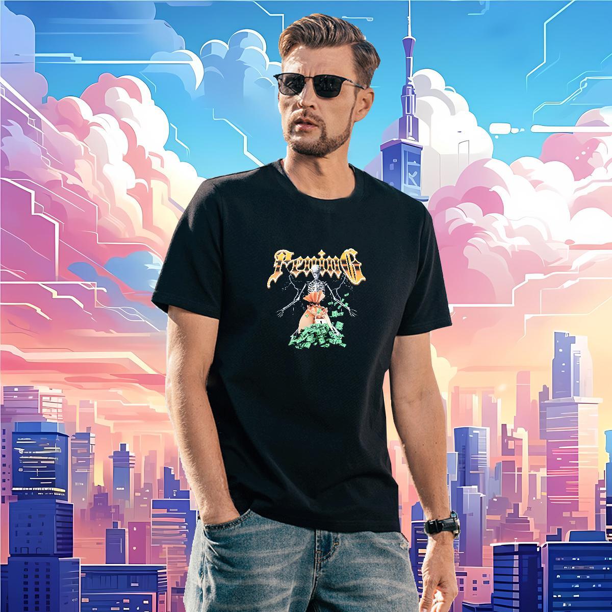Loose T shirt 100% Cotton 230g skull Daily Wear Oversized Breathable Short Sleeve Men Clothes T-Shirt Customized Tops Shirt