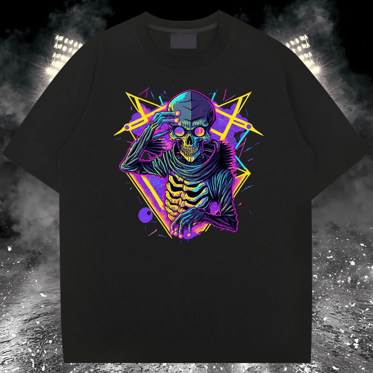 Soft Mens T Shirts 100% Cotton 230g skull Street wear Hip Hop Graphic Breathable Soft Couples T Shirts DIY Polos