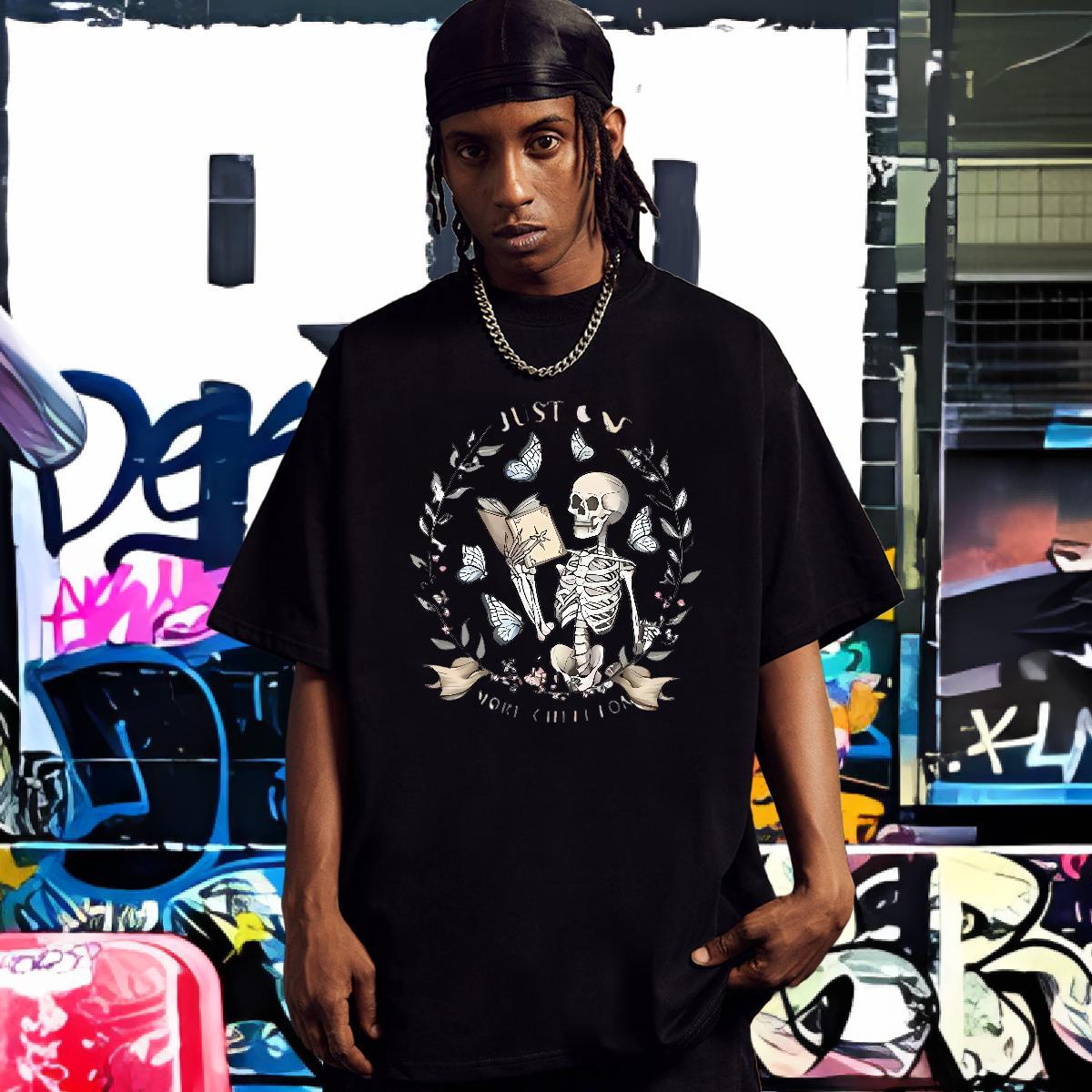 Designer Man T Shirts 230g 100% Cotton book Anime Printing Street Black Oversized Breathable Tshirt for Man Woman Brand Tees Shirts