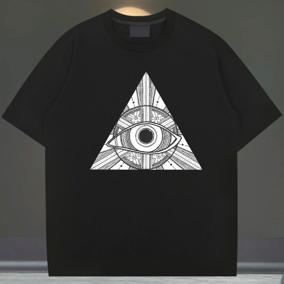 Unisex Men T Shirts 230g Cotton eye of the devil Street DIY Breathable Short Sleeve Men Tshirts Fashion Tops