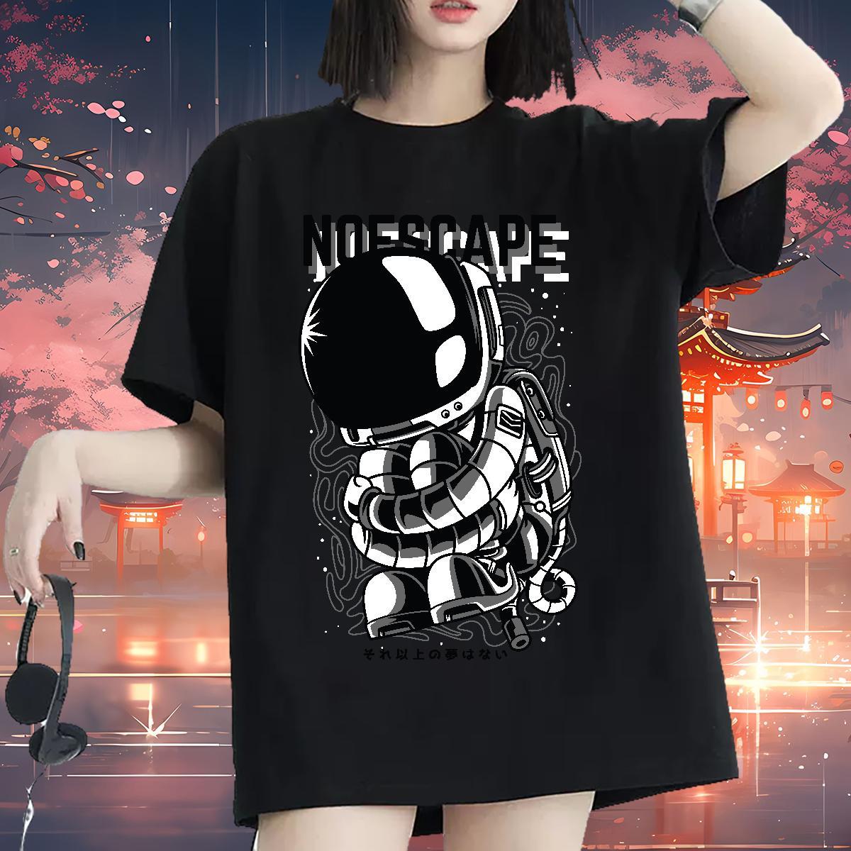 Unisex Tshirt for Man Woman 100% Cotton 230g cosmonaut Daily Wear Women T Shirts Breathable Skull Clothes
