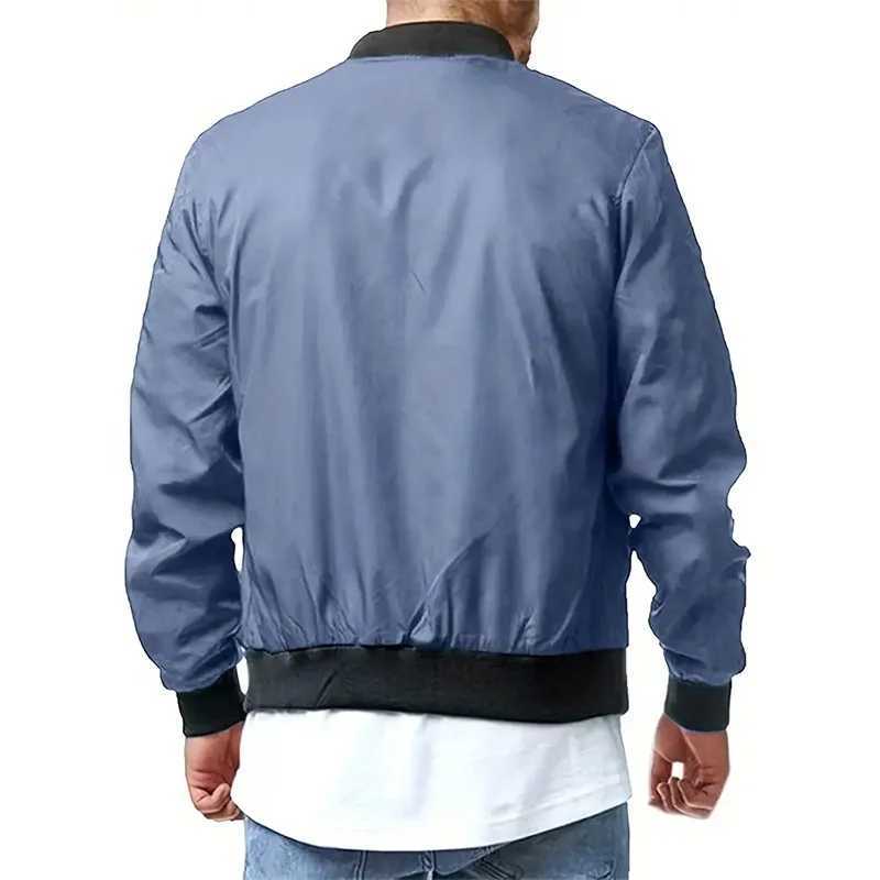 2024 autumn and winter mens stand up collar casual zipper jacket outdoor sports jacket windproof jacket mens waterproof bomber jacket W250103
