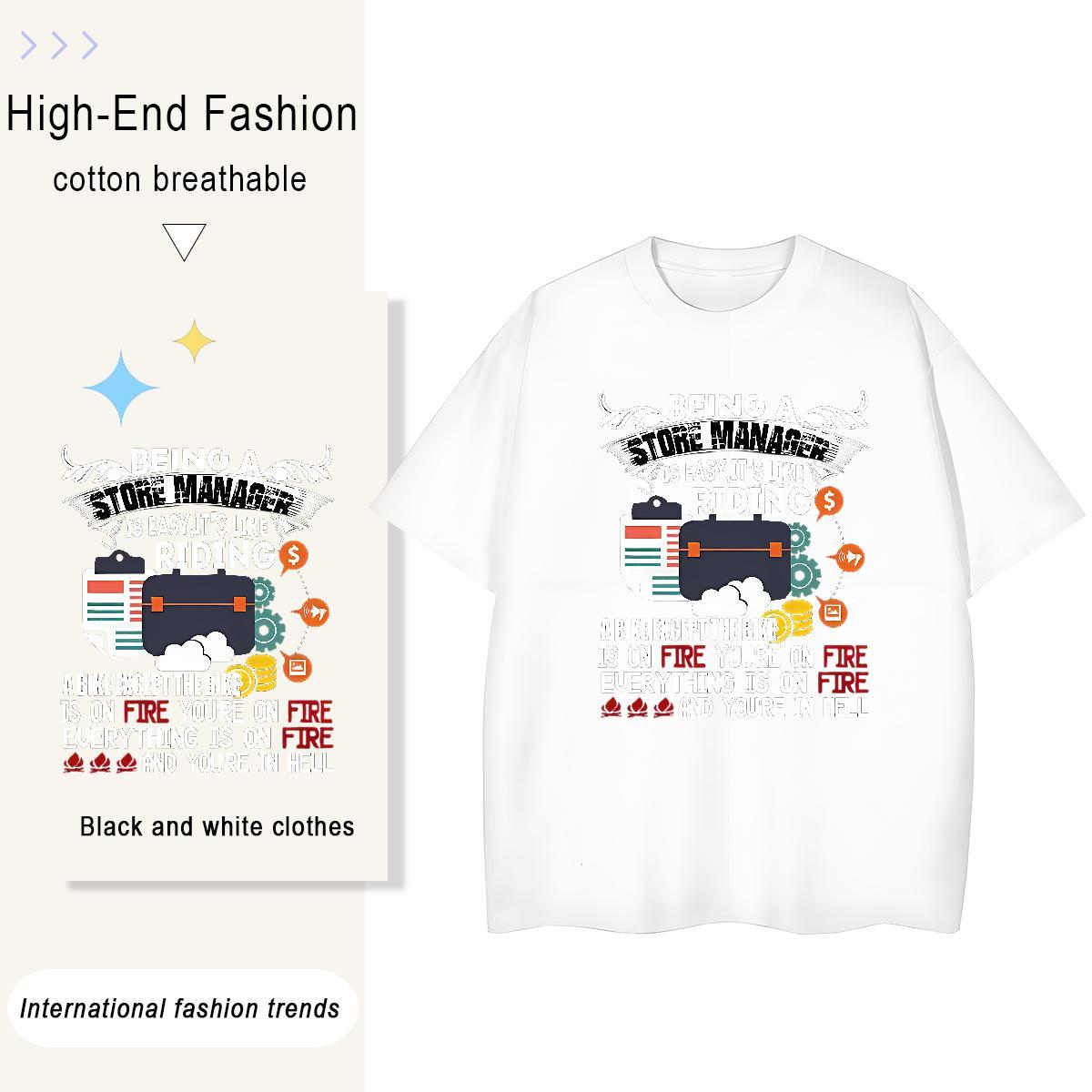 5A Womens Tshirts 230g Cotton game Hip Hop Street T shirt Crew Neck Breathable DIY Logo Wear