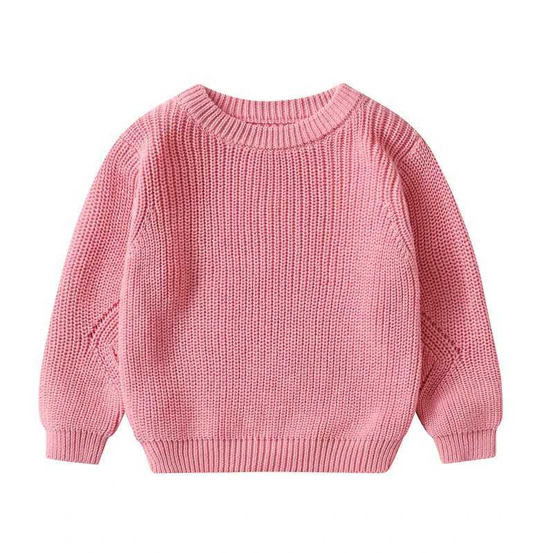 Baby boys and girls long sleeved solid color sweater autumn and winter baby boys and girls knitted childrens sweaterW240824