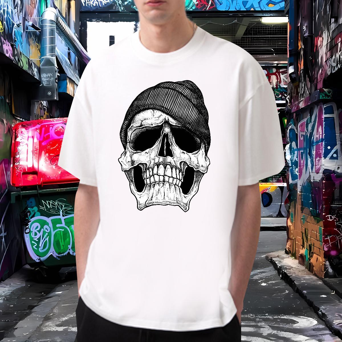 TOP Quality Man T Shirts 230g Cotton skull Beach Oversized Breathable Crew Neck Tshirts Factory Direct Tees Shirts