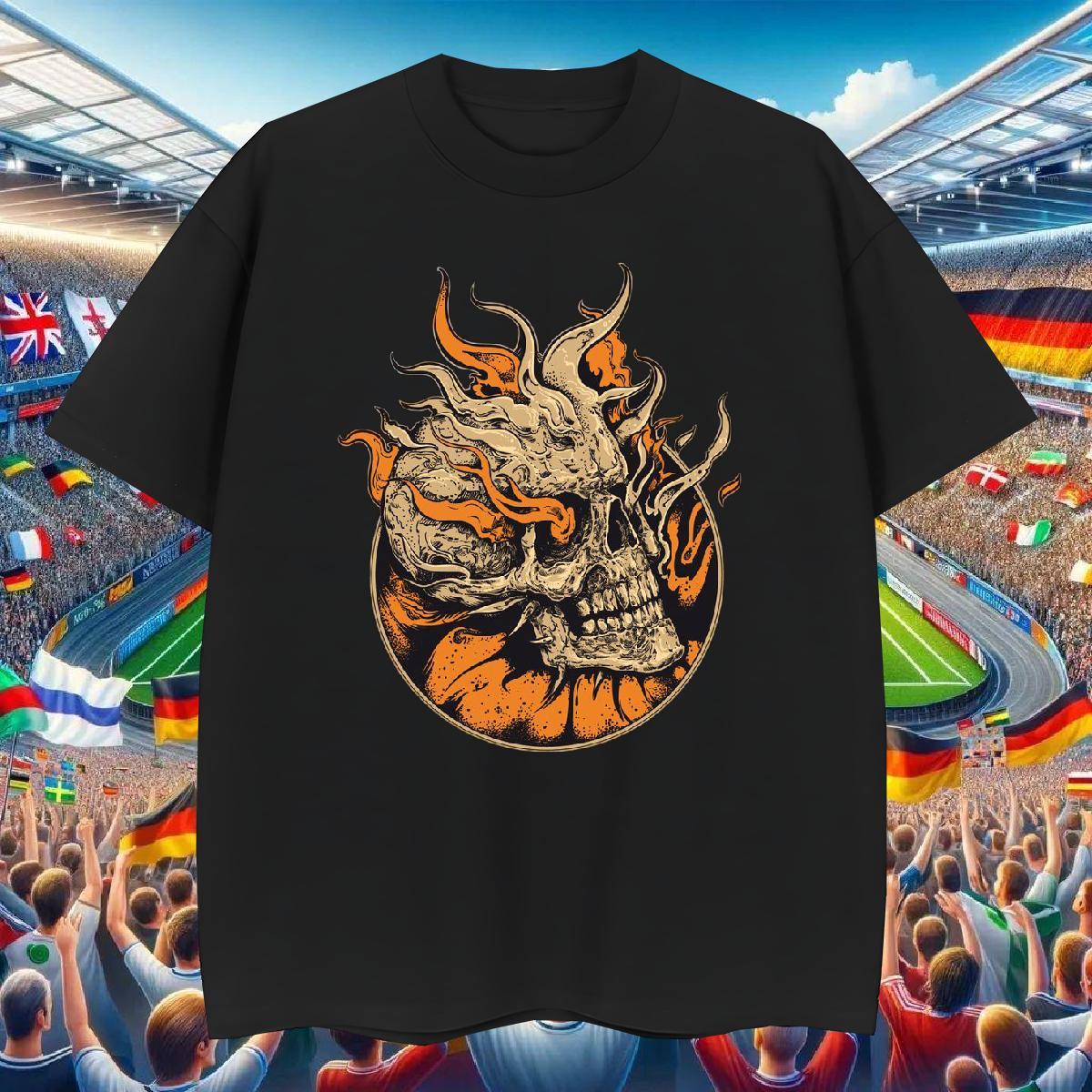 High Quality T-Shirts 230g 100% Cotton skull Daily Wear DIY Round Neck Short Sleeve Men Tshirts New Arrival Tops Shirt