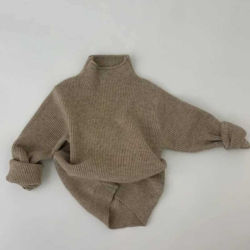 Sweater childrens turtle neck sweater long sleeved soft wool clothing boys girls knitted sweater top autumn winterW240824