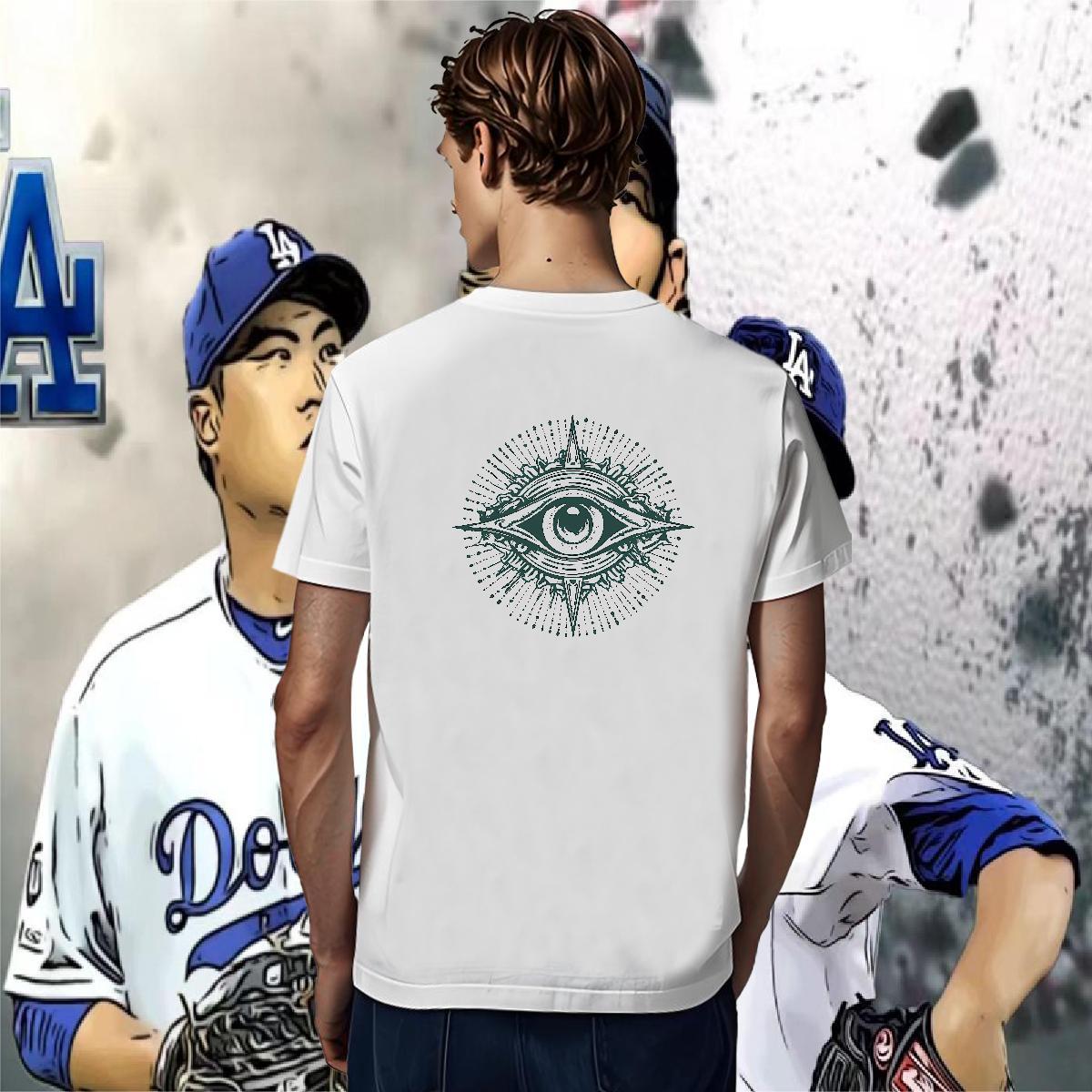 Unisex Man T Shirts 230g Pure Cotton eye of the devil Casual Daily Wear Anime Crew Neck Men Tees Casual New Tops Shirt