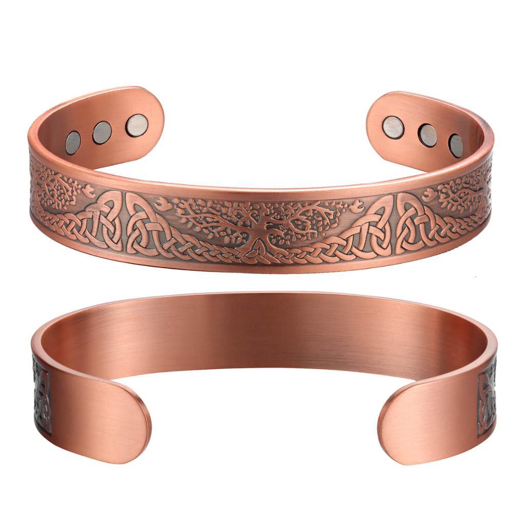 Magnetic Copper Bracelet & Bangles Health care Jewelry Lucky Gift Bangle Cuff For Women Carving Life Tree