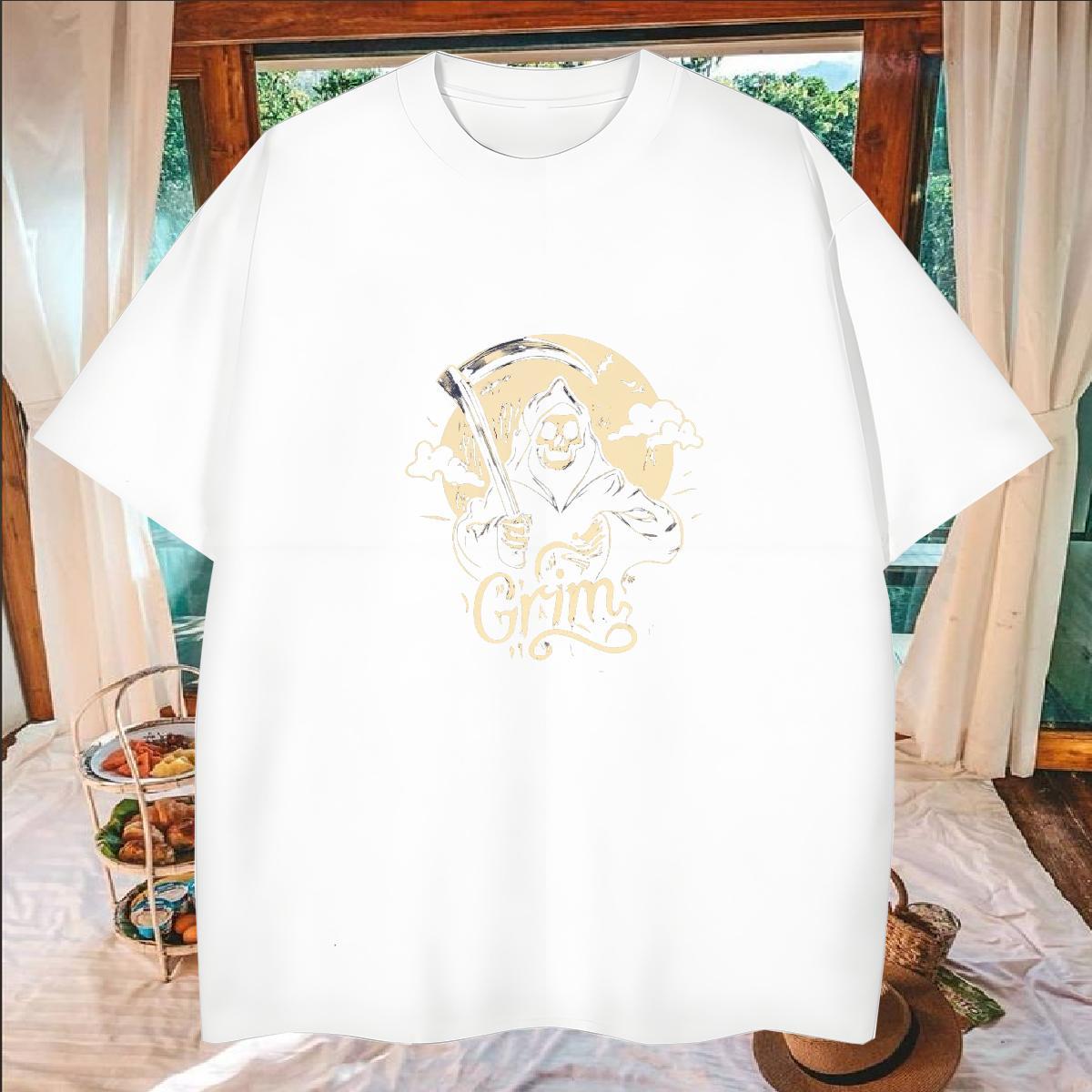 Unisex T shirt 230g Cotton skull Sports Casual Custom Print Oversized O Neck Short Sleeves Tshirt for Man Woman Designer Fashion Polos