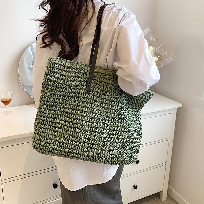 Bohemian Hollow Straw Beach Handabg Handmade Woven Shoulder Bag For Women Raffia Shopping Travel Bag Female Summer Casual Tote R250424