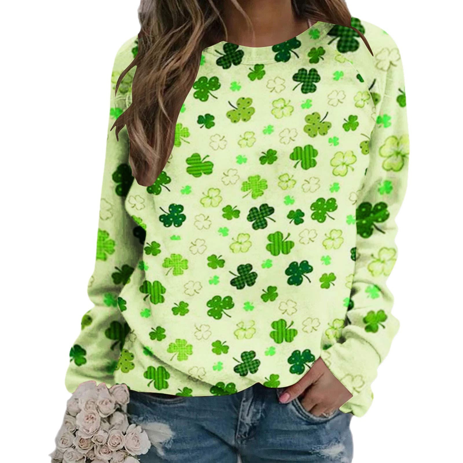Autumn Product Clover Printed Women's Round Neck Hoodie Casual Top dongdumaoyi