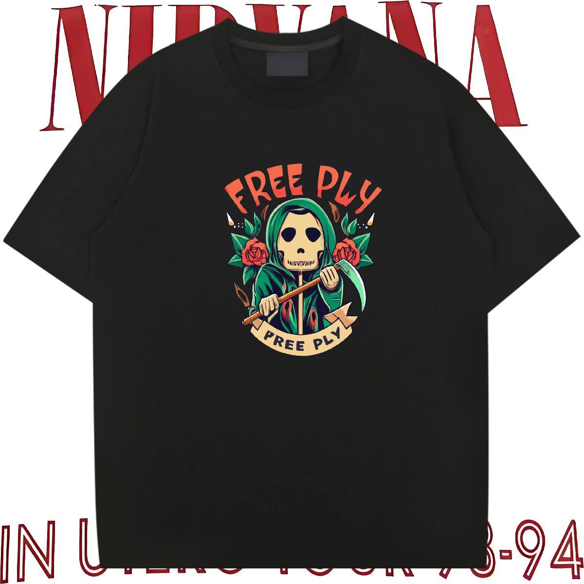Loose Fit T Shirts Men 230g Cotton skull Outdoor Custom Print Oversized Pure Cotton Men Tees Brand Polos