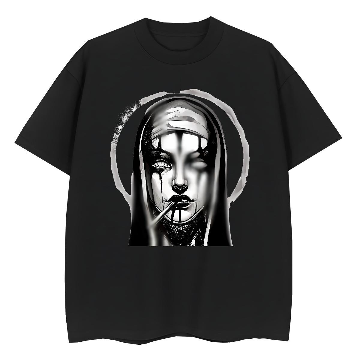 Female Women Tshirts 230g 100% Cotton nun Casual Daily Wear T-Shirts Breathable Crew Neck Graphic Tee Shirt
