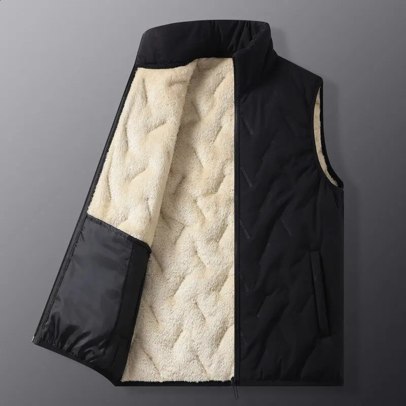 2024 Autumn and Winter Fashion Cashmere Thickened warm Cotton Vest Mens Casual Loose Comfortable Large Size Coat M-5XL 240824