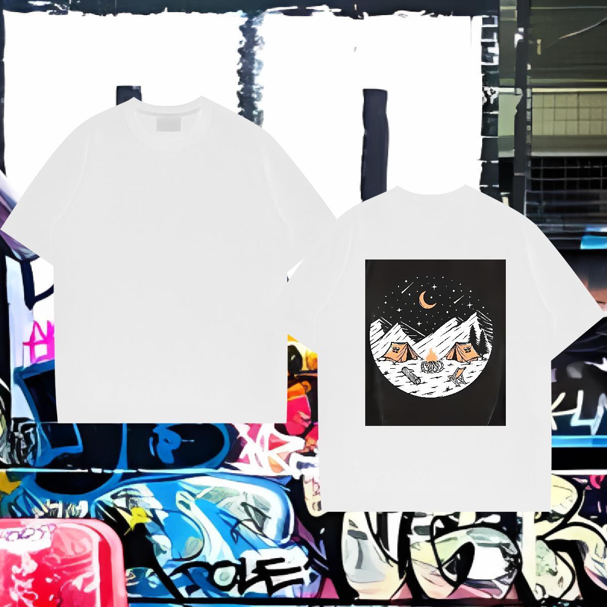 Cool Design Men T Shirts 230g 100% Cotton mountains Hip Hop Street Graphic Breathable Crew Neck Couples T Shirts New Designer Tees Shirts