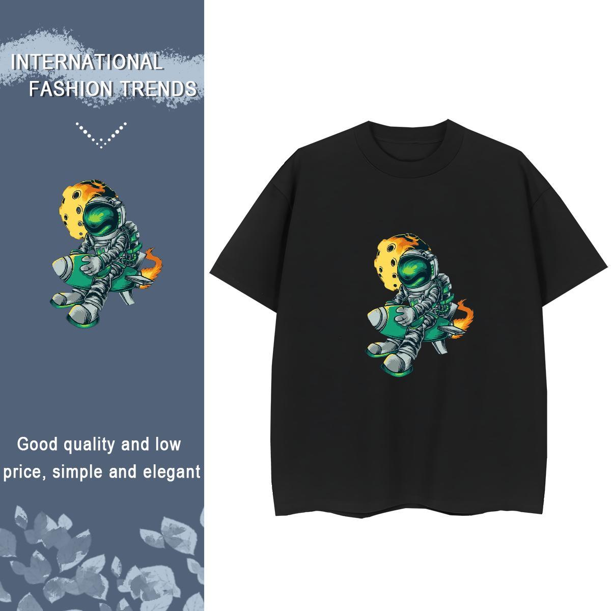 Unisex Tshirt for Man Woman 230g 100% Cotton universe Sports Casual Womens T Shirts Crew Neck Floral Print Polos