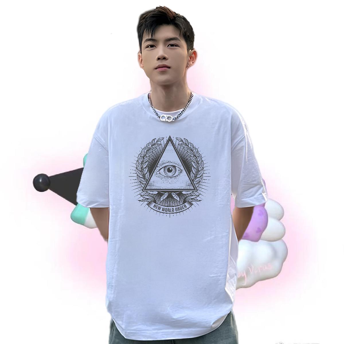 Cool T Shirt For Man 100% Cotton 230g eye of the devil Sports Casual Cartoon Printing L-4XL Breathable Tshirts Customized Tees Shirts