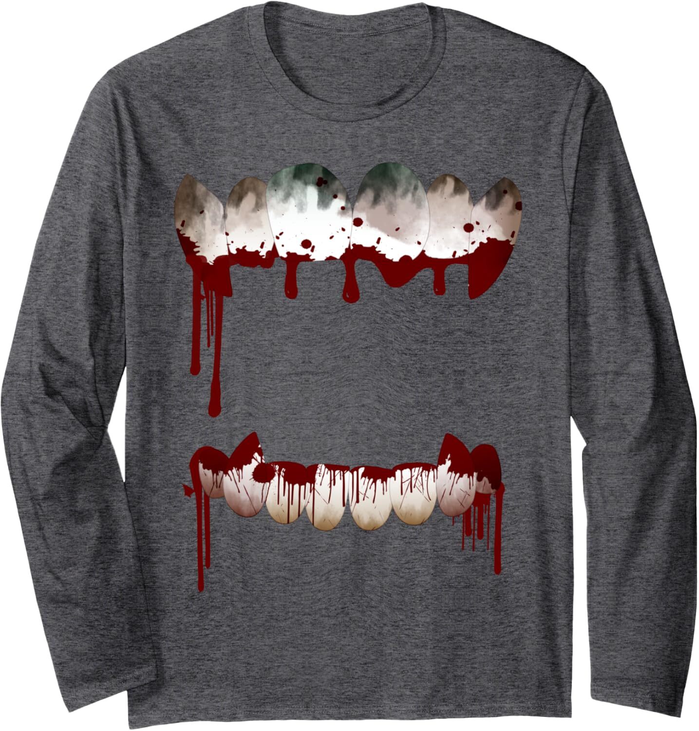 Long Sleeve Shirts for Men sweatshirt Scary Horror Graphic Mouth Bloody Teeth Halloween Long Sleeve Tee Streetwear Casual tops clothes