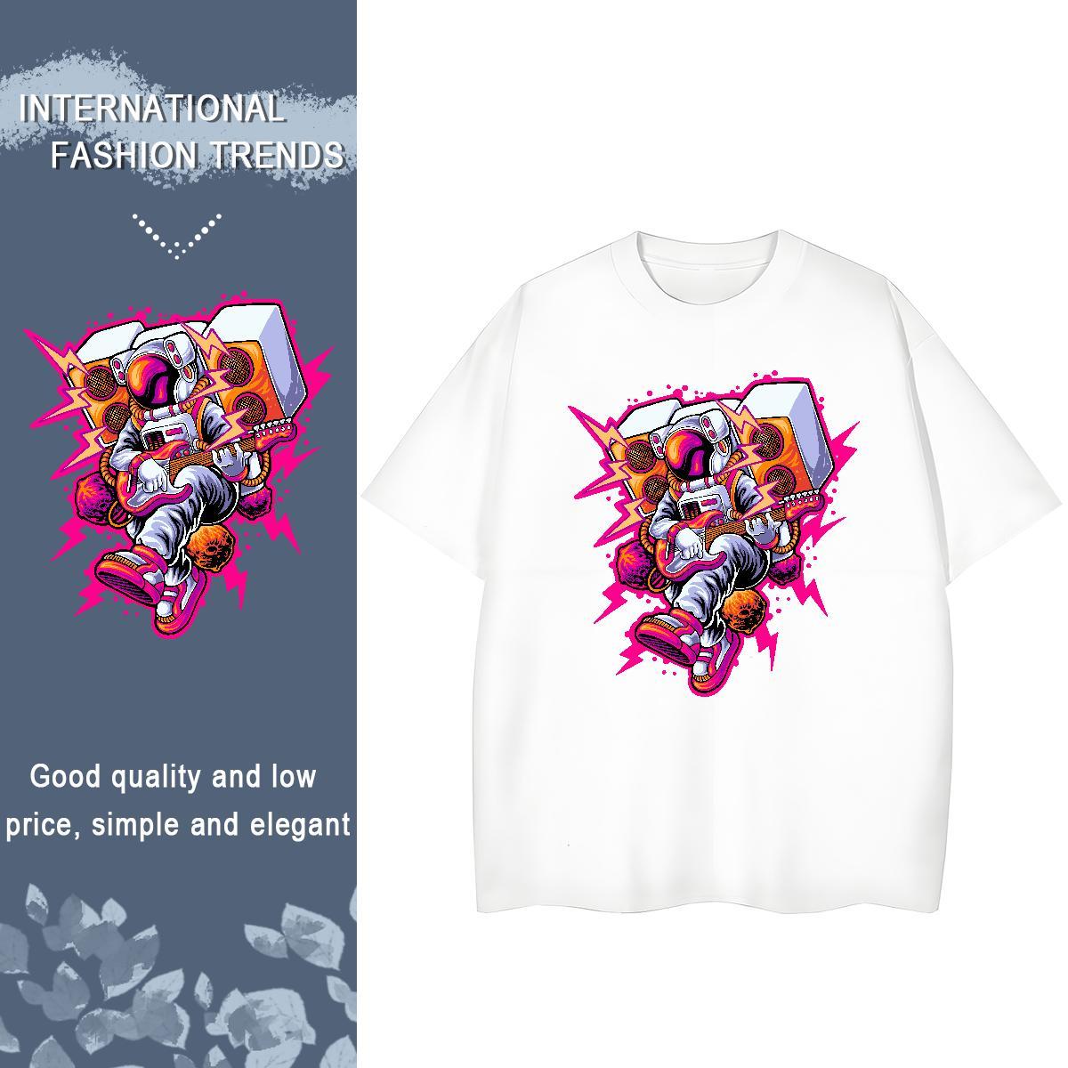 5A Lady T shirt 100% Cotton 230g cosmonaut Street Wear Woman T Shirts Crew Neck Breathable DIY Anime Top Shirts